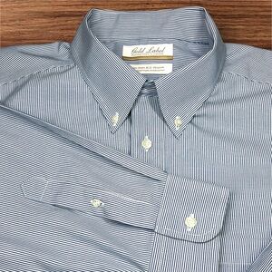 Roundtree & Yorke Gold Label Men’s Pinpoint Dress Shirt. Non-Iron 17/34